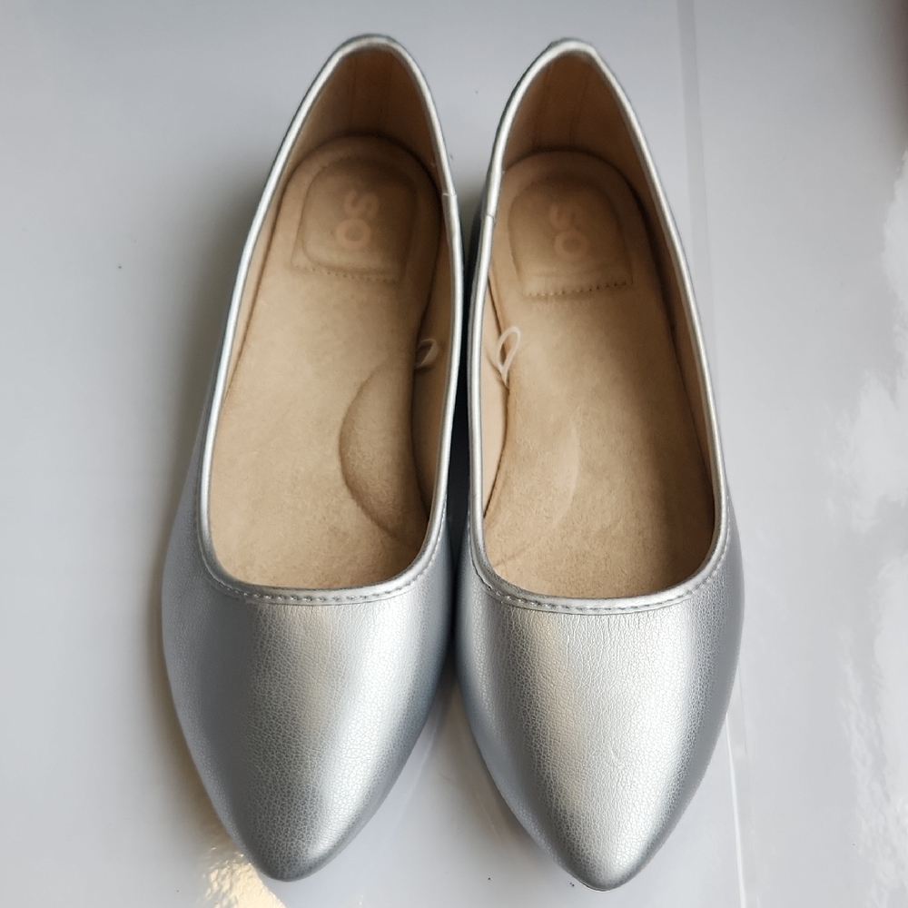 SO Metallic Silver Women's Flats